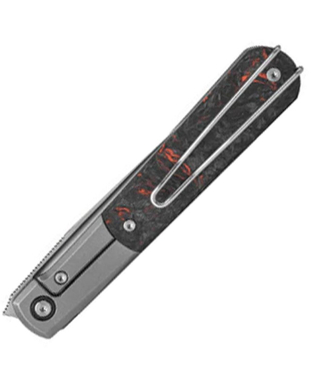 REAL STEEL Barlow RB-7, satinierte S35VN-Edelstahlklinge, grauer Titan-Griff mit Fatcarbon-Einlage