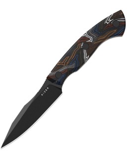 Kizer Cutlery Hissbite DLC nero, lama in acciaio inossidabile CPM-3V, manico in Damasco G10