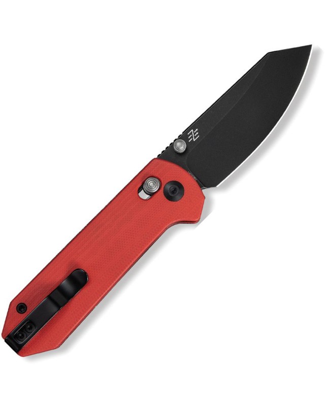 CIVIVI Yonder folding knife, 14C28N steel with blackwash finish, Crossbar Lock, red G10 handle