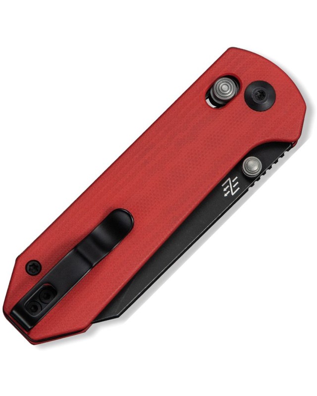CIVIVI Yonder folding knife, 14C28N steel with blackwash finish, Crossbar Lock, red G10 handle