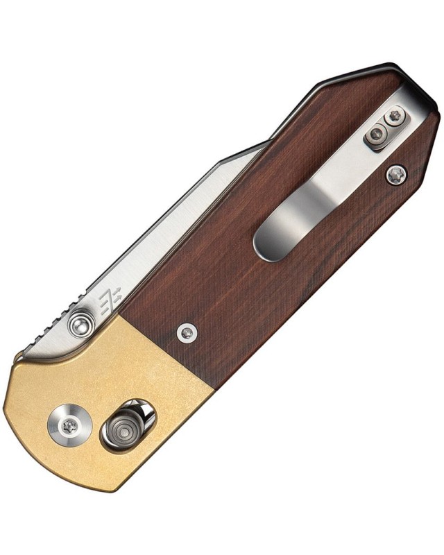 CIVIVI Yonder 14C28N stainless steel satin finish blade Crossbar Lock Black wood Handle brass bolsters