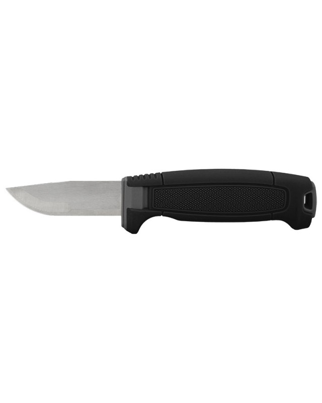MORA Amberg Compact 12C27 aus Edelstahl mit schwarzem „Skies“-Polymergriff und Scheide
