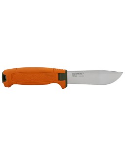MORA Amberg Fullflat Hunting 14C28 aus Edelstahl mit Griff und Scheide aus Polymer in den Farben Burnt Orange und Grün