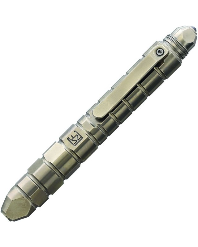 CKF Custom Knife Factory Bulavva Barrel Tactical Pen One piece Bronze Titanium construction glass breaker