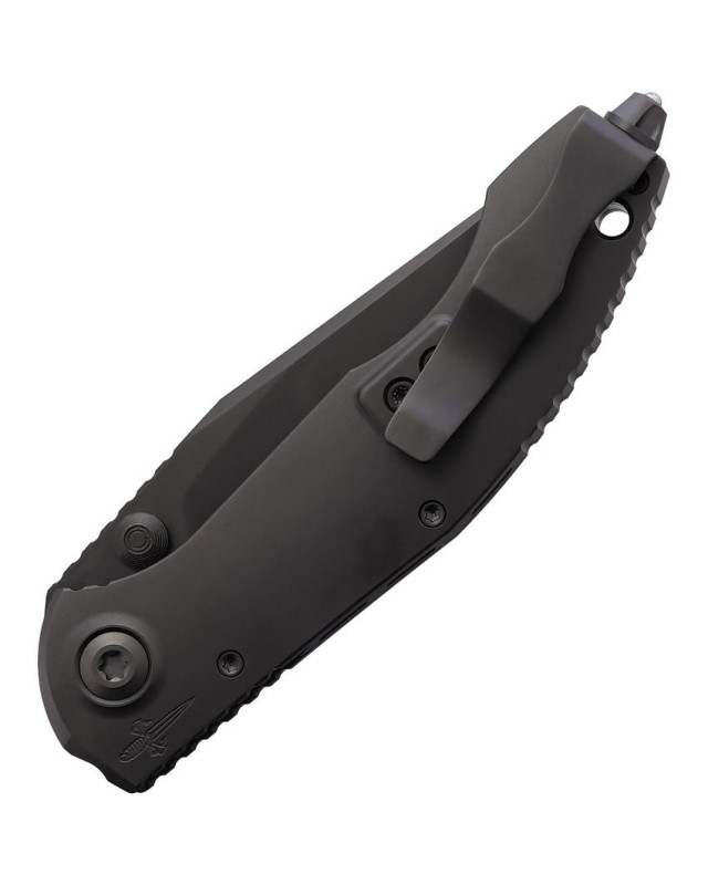 Custom Knife Factory Marfione Sokosha: black DLC-coated M398 blade, black titanium handle with black carbon fibre inlay