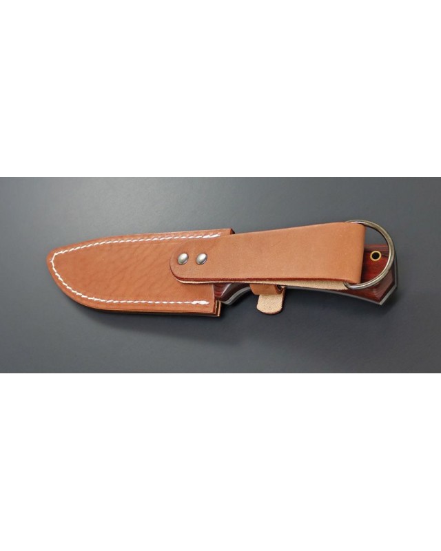 Kane Tsune Enyon Tou fixed blade hammered acid etched AUS-8 steel blade brown wood handle
