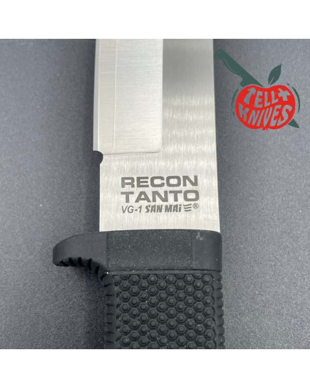 COLD STEEL Recon Tanto aus VG-1 SAN MAI III-Stahl, hergestellt in SEKI, Japan, Klinge mit Satin-Finish, schwarzer Kraton-Griff
