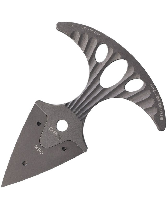 Lama HIT Dagger M390, manico in titanio grigio, conforme alla normativa svizzera