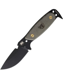 DPx Gear HEST Original Fixed Blade black coated D2 steel green canvas micarta handle