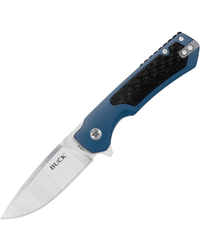 Buck Stinger Pocket Knife  D2 Steel, Black Carbon Fibre, Aluminium Handle