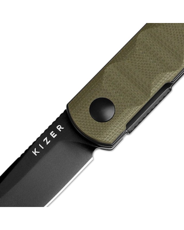Kizer Cutlery Bambus-Klappmesser, Klinge aus Nitro-V-Edelstahl mit Blackwash-Oberfläche, Linerlock, OD-grüner G10-Griff