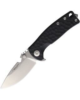 DPx Gear HEST F, lama in acciaio M390 con finitura stonewash, manico in titanio nero martellato