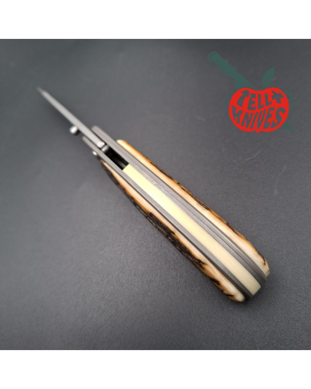 1994 Bob Terzuola Custom Knife TTF-6 zum 50-jährigen Jubiläum, CPM154-Stahl, Griffschalen aus Mammutbaumrinde