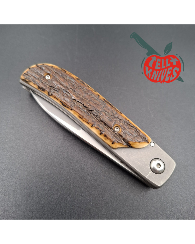 1994 Bob Terzuola Custom Knife TTF-6 zum 50-jährigen Jubiläum, CPM154-Stahl, Griffschalen aus Mammutbaumrinde