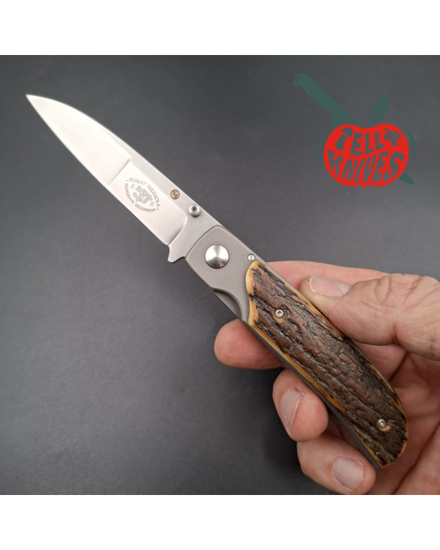 1994 Bob Terzuola Custom Knife TTF-6 50th Anniversary CPM154 steel mammoth bark scales