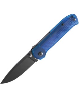FLYTANIUM Arcade Lite Black DLC coated AUS-10A stainless steel Shark-Lock Ocean Blue Polyresin Handle