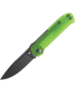 FLYTANIUM Arcade Lite, schwarz, DLC-beschichtet, AUS-10A-Edelstahl, Shark-Lock, digitalgrüner Polyresin-Griff