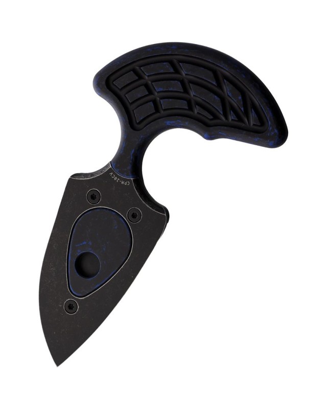 Sleight Push Dagger, Blackwash, CPM-20CV steel, Battleworn, blue aluminium handle, legal in Switzerland