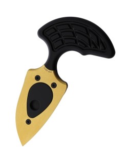 Sleight Push Dagger in acciaio CPM-20CV dorato con impugnatura in alluminio nero – Conforme alla normativa svizzera