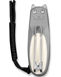 Civivi Purr Slip Joint mit satinierter Nitro-V-Klinge aus Stahl im Reverse-Tanto-Design, grauer und weißer G10-Griff