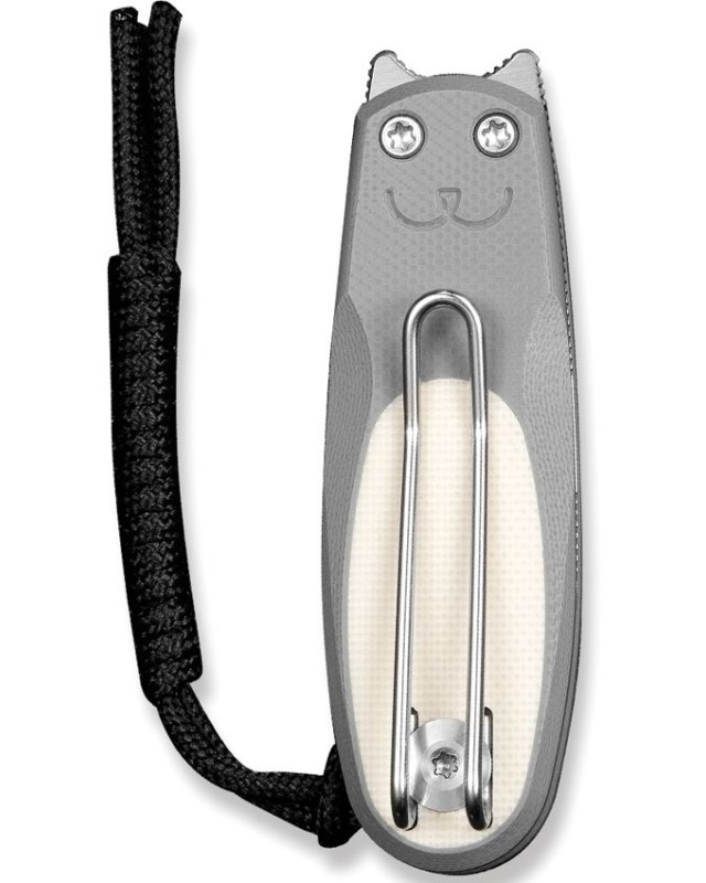 Civivi Purr Slip Joint mit satinierter Nitro-V-Klinge aus Stahl im Reverse-Tanto-Design, grauer und weißer G10-Griff