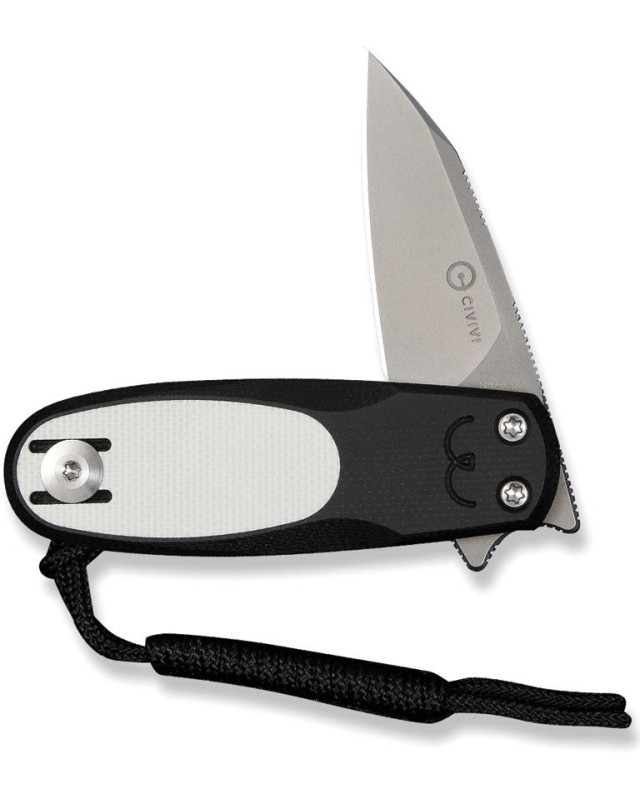 Civivi Purr Slip Joint, stonewash finish, Nitro V steel reverse tanto blade, white and black G10 handle