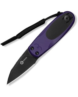 Civivi Purr Slip Joint, satin-finish Nitro V steel reverse tanto blade, purple and black G10 handle