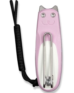 Civivi Purr Slip Joint mit satinierter Nitro-V-Klinge aus Stahl im Reverse-Tanto-Design und rosa-weißem G10-Griff