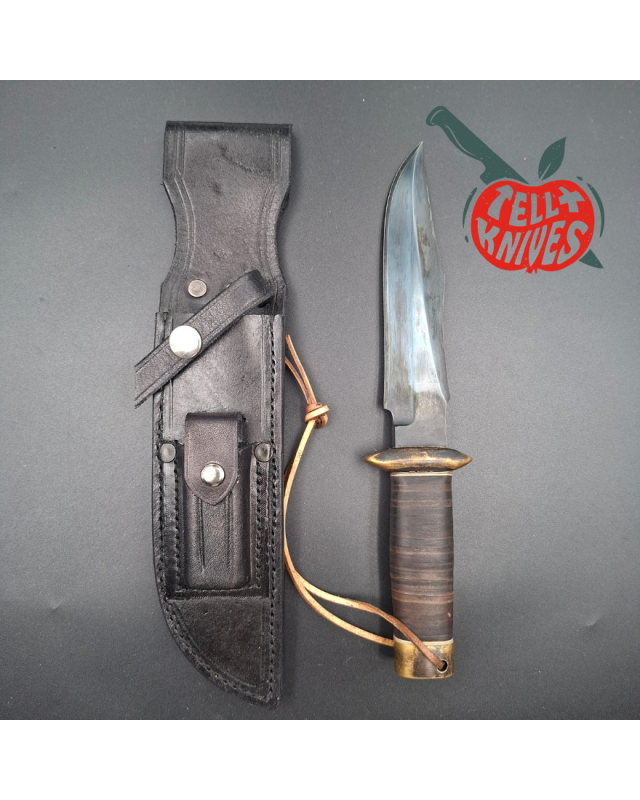 The Grotte du Loup SOG Vietnam Replica: forged carbon steel blade, brass guard and pommel, stacked leather handle