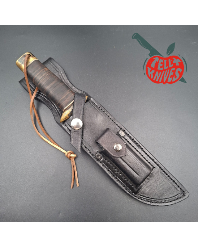 La Grotte du Loup SOG Vietnam Replica forged carbon steel blade brass guard and pommel stacked leather handle