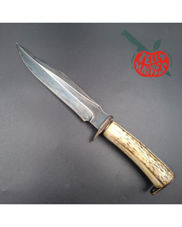 La Grotte du Loup Big Game Hunter forged carbon steel blade stag handle