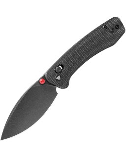 Trivisa Koala Klappmesser, Klinge aus N690-Edelstahl mit Blackwash-Oberfläche, Crossbar-Lock, schwarzer Griff aus Canvas-Micarta