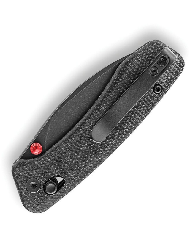 Trivisa Koala folding knife with an N690 stainless steel blade, blackwash finish, Crossbar Lock and black canvas micarta handle