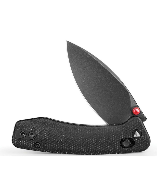 Trivisa Koala folding knife with an N690 stainless steel blade, blackwash finish, Crossbar Lock and black canvas micarta handle