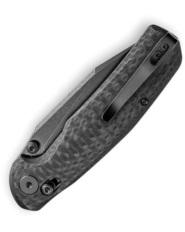 Trivisa Hornet 14C28N, Klinge aus Edelstahl mit Blackwash-Oberfläche, Crossbar-Lock, schwarzer G10-Griff mit Carbonfaser-Muster