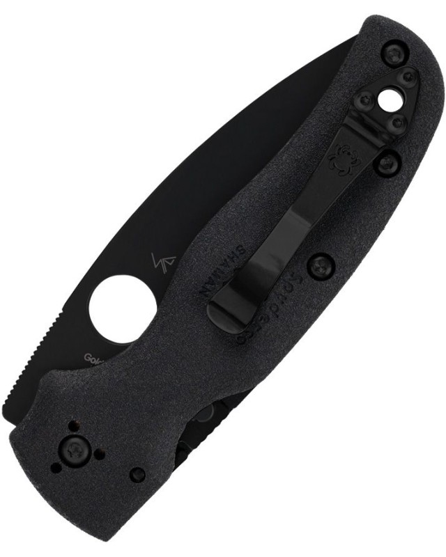 Spyderco Shaman Lightweight Compression Lock con lama in acciaio inossidabile CTS-BD1 con finitura nera e manico in FRN nero