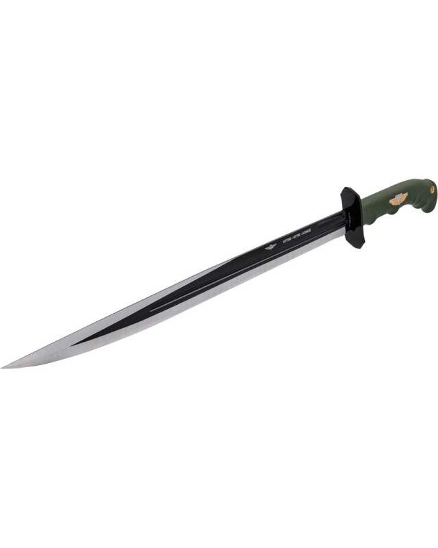 United Cutlery USMC Marine Recon Sword Black coated stainless steel blade OD green Nylon handle black nylon sheath