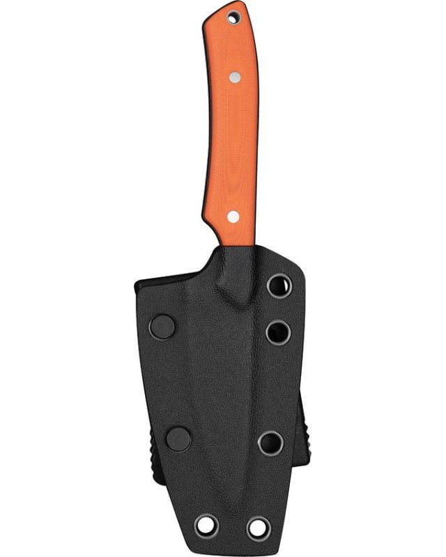 CIVIVI High Grass Field Knife, Blackwashed 14C28N blade, orange G10 handle, black Kydex sheath