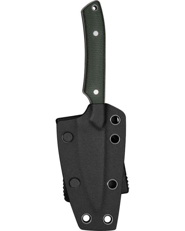 CIVIVI High Grass Field Knife, satin finish, 14C28N blade, green Micarta handle, black Kydex sheath