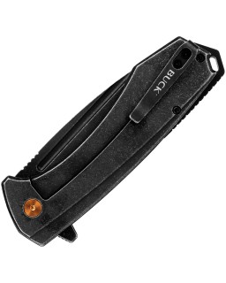 Buck Ruckus Framelock-Taschenmesser aus D2-Stahl mit blau-grauem Aluminiumgriff