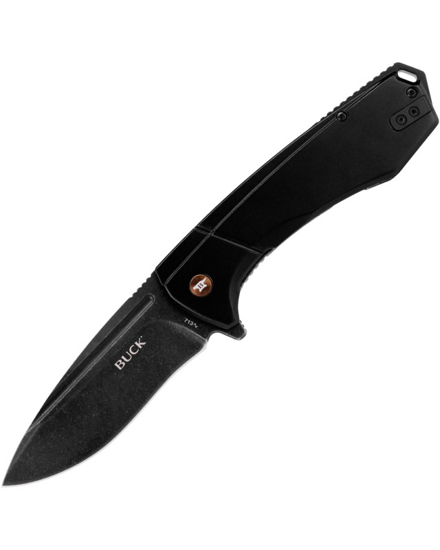 Buck Ruckus Framelock-Taschenmesser aus D2-Stahl mit blau-grauem Aluminiumgriff