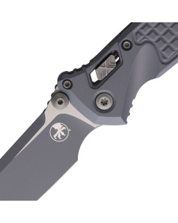 Microtech Socom M390MK steel Apocalyptic Storm Gray finish blade frag pattern aluminum handle RAM Lock
