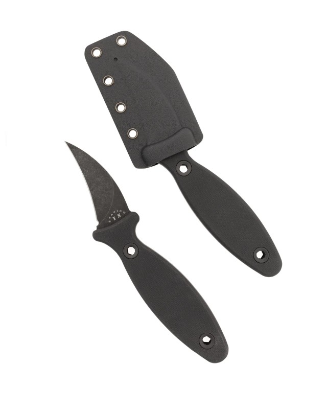 Stazione IX Numero 16 PKF VG-10 in acciaio con finitura nera, impugnatura in G10 nera e Kydex nero