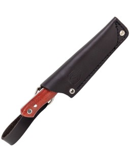 Condor Mini Firewater Fixed Blade Knife Scandi Grind 1095HC carbon steel Red Canvas Micarta Handle Black leather sheath