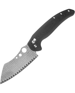 Oknife Sentry R1, Damaszener-Edelstahl, Sheepfoot-Klinge, schwarzer G10-Griff, Crossbar-Verriegelung