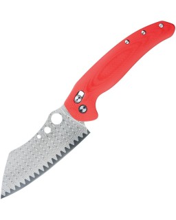 Oknife Sentry R1 Damascus stainless steel sheepfoot blade red G10 handle crossbar lock