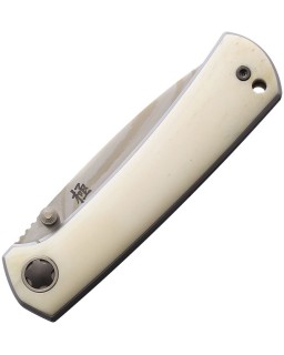North Mountain Blade Ultra ZDP-189 staineless steel laminate blade satin finish Linerlock natural smooth bone handle