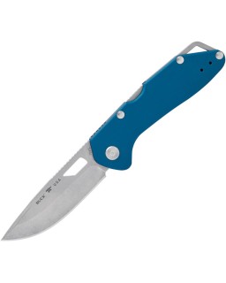 BUCK Knives 724 Mustang, finitura stonewash, acciaio inossidabile 420HC, manico in alluminio blu, prodotto negli Stati Uniti