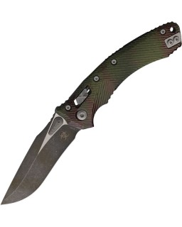 Microtech Amphibian Outbreak, lama in acciaio M390MK con finitura "Finish", manico in alluminio scanalato, serie Signature