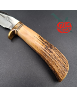 Randall Made Knives 1970ies Model 8-4 forged stainless steel sambar stag handle brass guard brown leather sheath